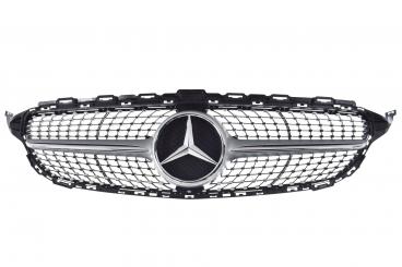 Matt iridium silver radiator grille with Mercedes star 