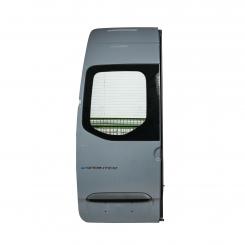 Rear-end door left with window cutout.