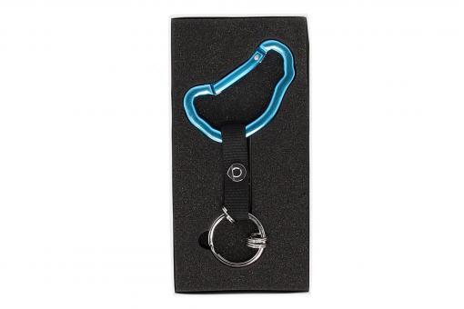 Collection, key ring, snap hook, blue/aluminum/E