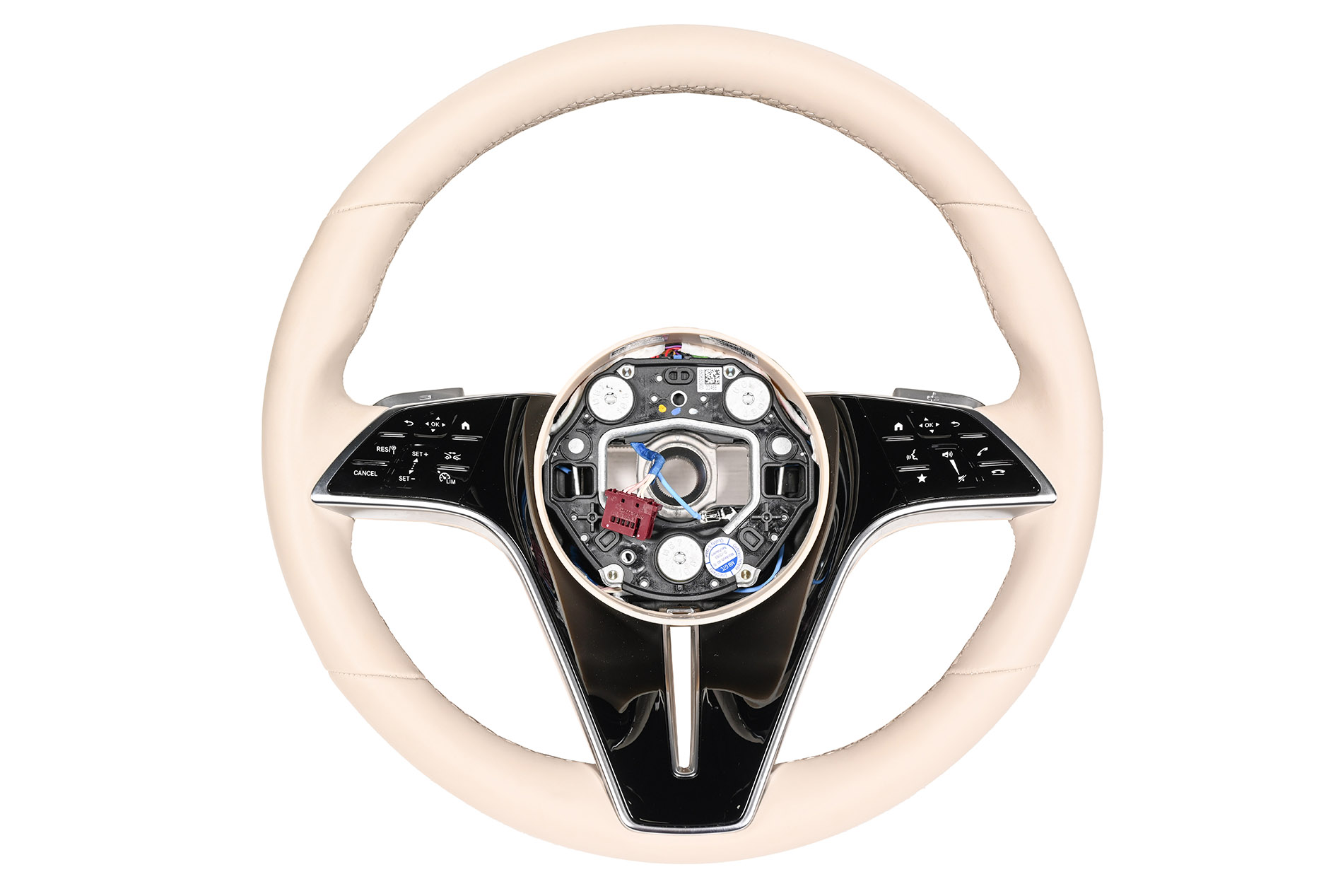 Genuine Leather Steering Wheel Cover For Mercedes CLK W208 1995-2002 – Beige, Water-Resistant, Easy Install, Custom Steering LTD